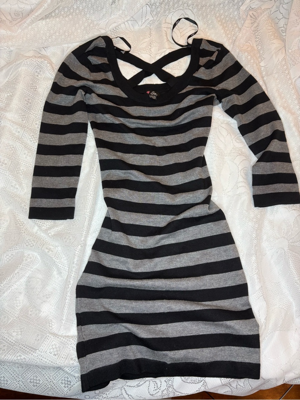 Guess Striped Black and Gray Women’s Sweater Dress